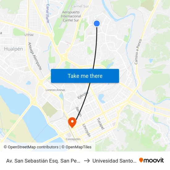 Av. San Sebastián Esq. San Pedro Nolasco to Univesidad Santo Tomás map