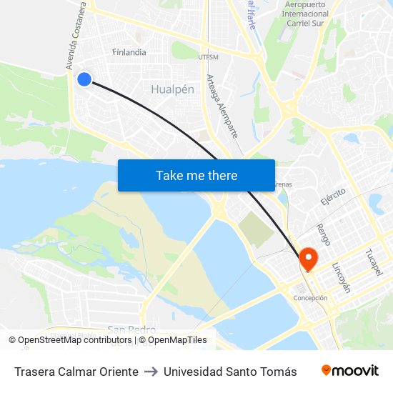 Trasera Calmar  Oriente to Univesidad Santo Tomás map