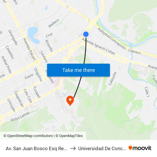 Av. San Juan Bosco Esq Regimiento to Universidad De Concepción map