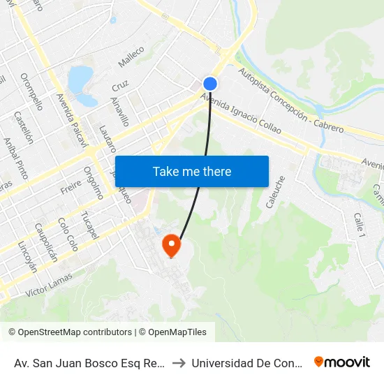 Av. San Juan Bosco Esq Regimiento to Universidad De Concepción map