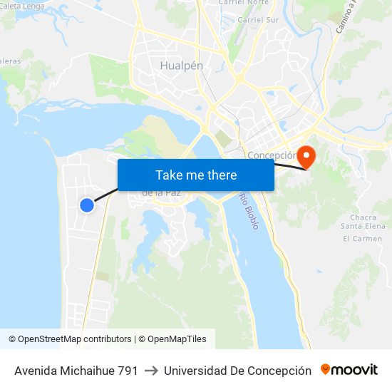 Avenida Michaihue  791 to Universidad De Concepción map