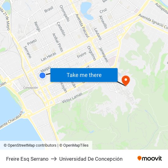 Freire Esq Serrano to Universidad De Concepción map