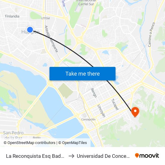 La Reconquista Esq Badalona to Universidad De Concepción map