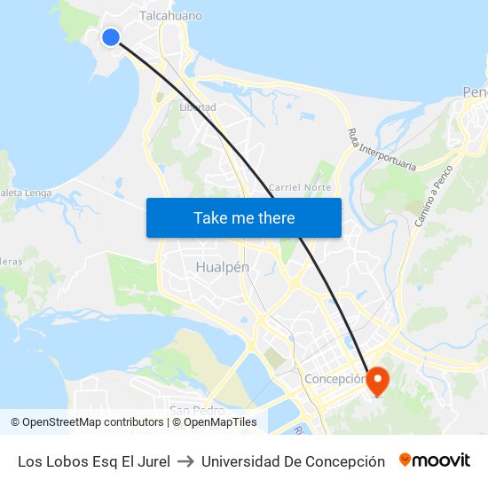 Los Lobos Esq El Jurel to Universidad De Concepción map