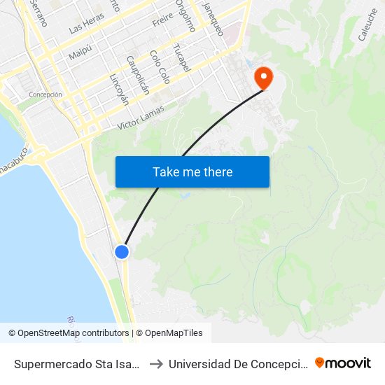 Supermercado Sta Isabel to Universidad De Concepción map