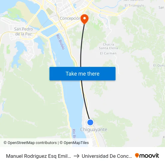 Manuel Rodriguez Esq Emilio Rojas to Universidad De Concepción map