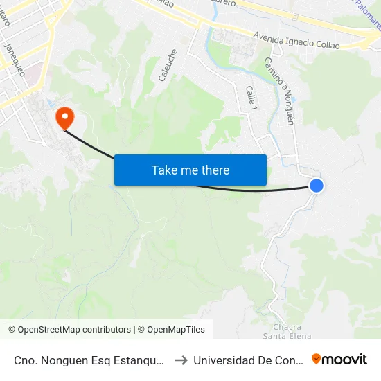 Cno. Nonguen Esq Estanque  Poniente to Universidad De Concepción map