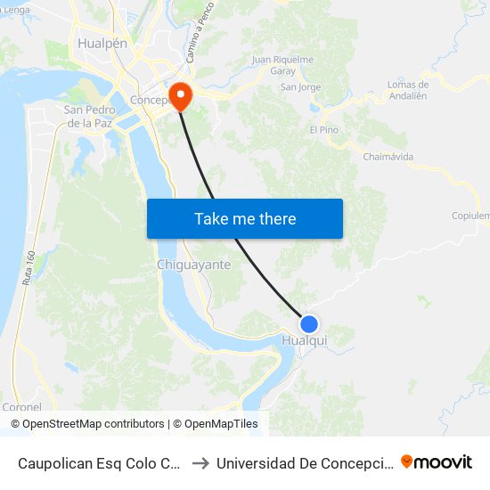 Caupolican Esq Colo Colo to Universidad De Concepción map