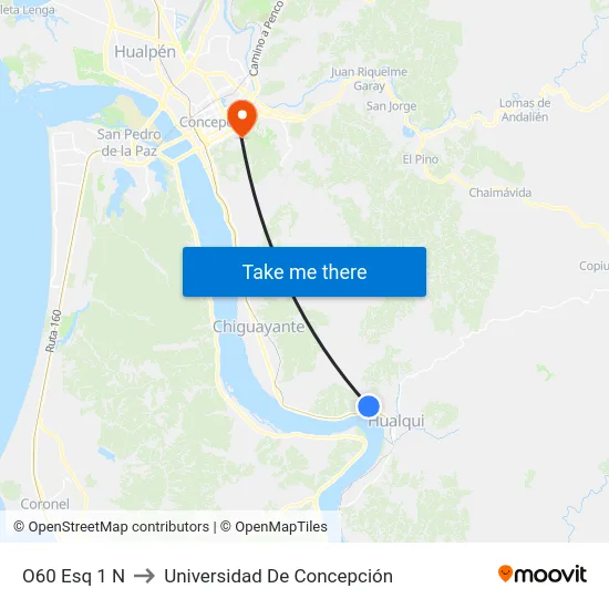O60 Esq 1  N to Universidad De Concepción map
