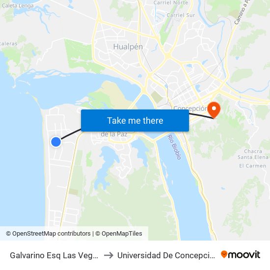 Galvarino Esq Las Vegas to Universidad De Concepción map