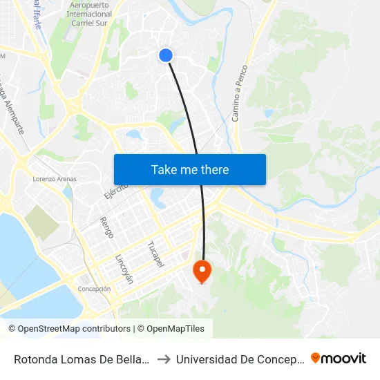 Rotonda Lomas De Bellavista to Universidad De Concepción map
