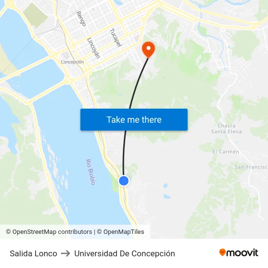 Salida Lonco to Universidad De Concepción map