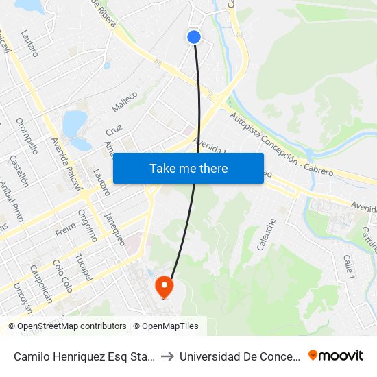 Camilo Henriquez Esq Sta Sofia to Universidad De Concepción map