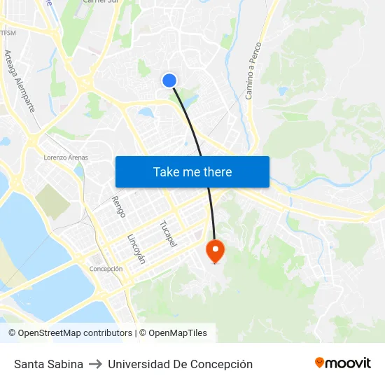 Santa Sabina to Universidad De Concepción map