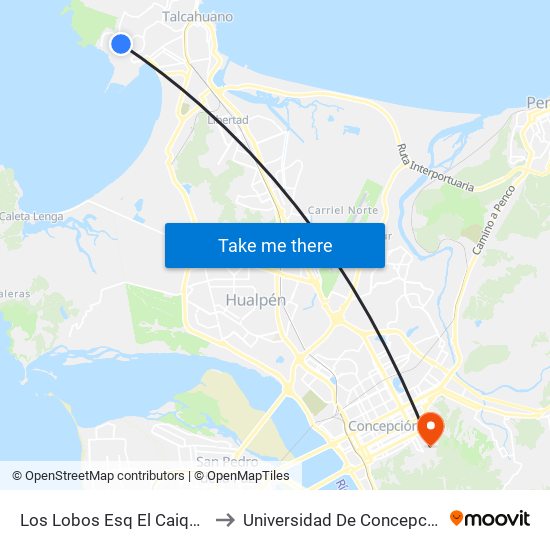 Los Lobos Esq El Caiquen to Universidad De Concepción map