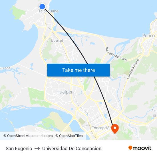 San Eugenio to Universidad De Concepción map