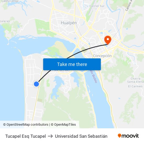 Tucapel Esq Tucapel to Universidad San Sebastián map