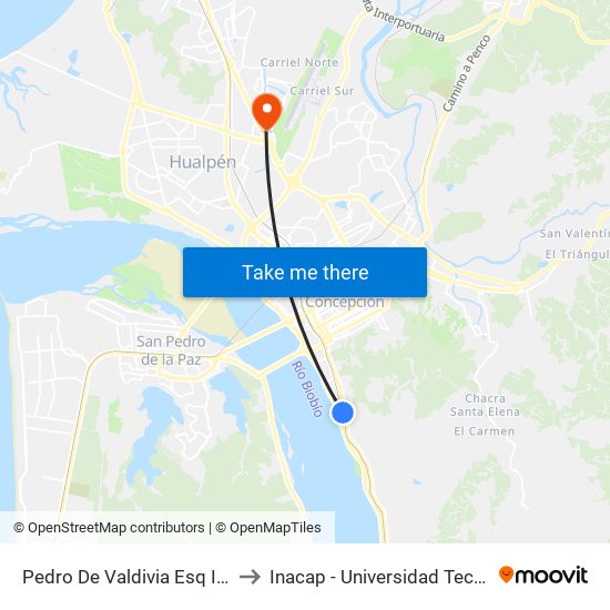 Pedro De Valdivia Esq Inglesa  Poniente to Inacap - Universidad Tecnológica De Chile map