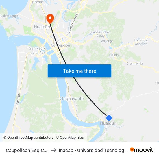 Caupolican Esq Colo Colo to Inacap - Universidad Tecnológica De Chile map