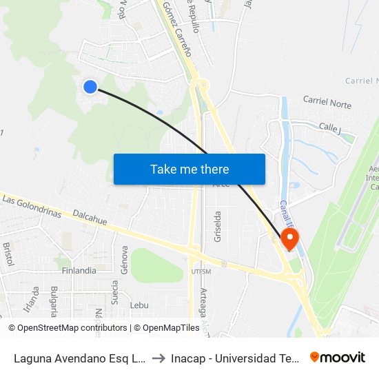 Laguna Avendano Esq Laguna Lo Galindo to Inacap - Universidad Tecnológica De Chile map