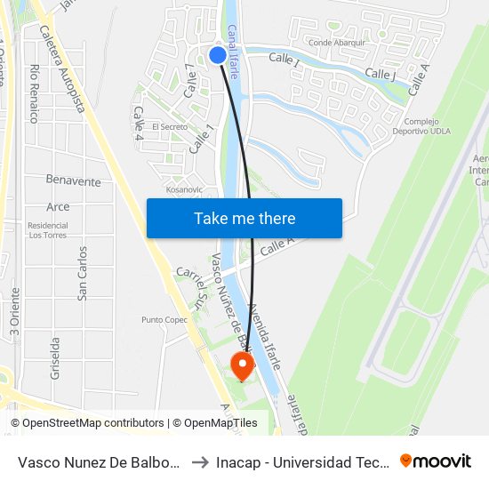 Vasco Nunez De Balboa Esq Calle Siete to Inacap - Universidad Tecnológica De Chile map