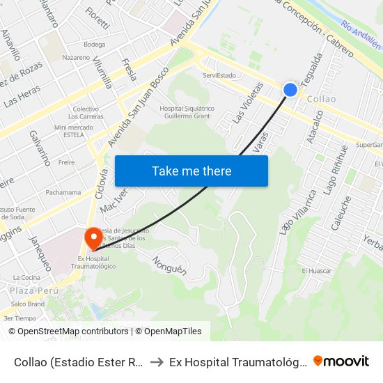 Collao (Estadio Ester Roa) to Ex Hospital Traumatológico map