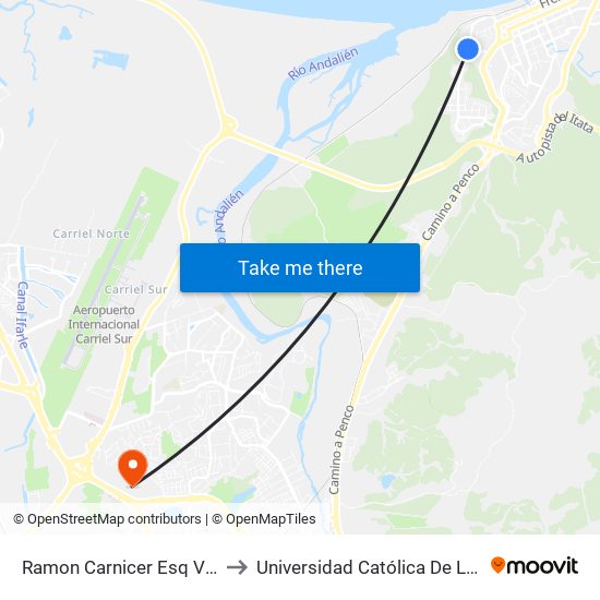 Ramon Carnicer Esq Vicente Perez Rosales to Universidad Católica De La Santísima Concepción map