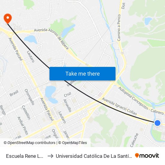 Escuela Rene Loubel Bert to Universidad Católica De La Santísima Concepción map