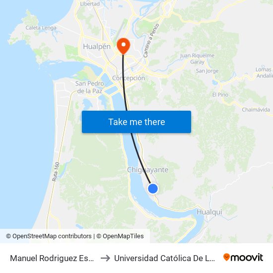 Manuel Rodriguez Esq Esperanza  Oriente to Universidad Católica De La Santísima Concepción map