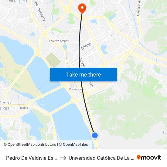 Pedro De Valdivia Esq Inglesa  Poniente to Universidad Católica De La Santísima Concepción map