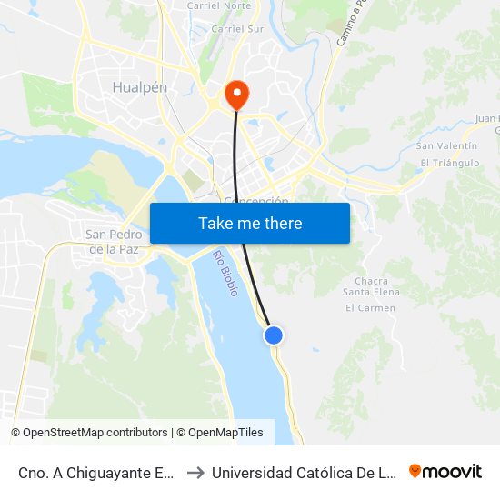Cno. A Chiguayante Esq Errazuriz  Poniente to Universidad Católica De La Santísima Concepción map