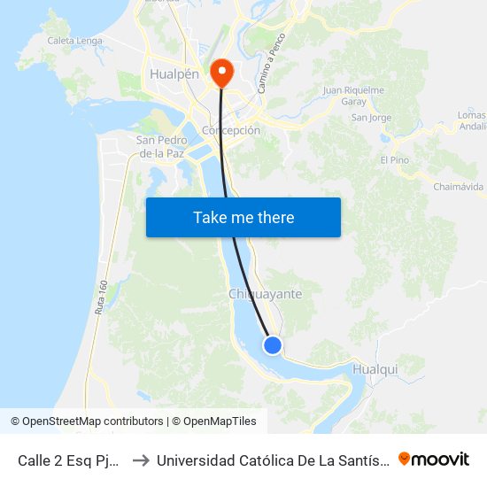 Calle 2 Esq Pje 4  Norte to Universidad Católica De La Santísima Concepción map