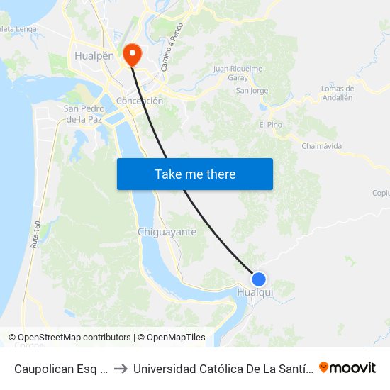 Caupolican Esq Colo Colo to Universidad Católica De La Santísima Concepción map