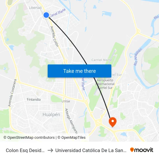 Colon Esq Desiderio Garcia to Universidad Católica De La Santísima Concepción map