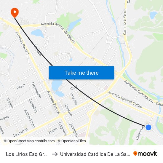 Los Lirios Esq Gral Gorostiaga to Universidad Católica De La Santísima Concepción map