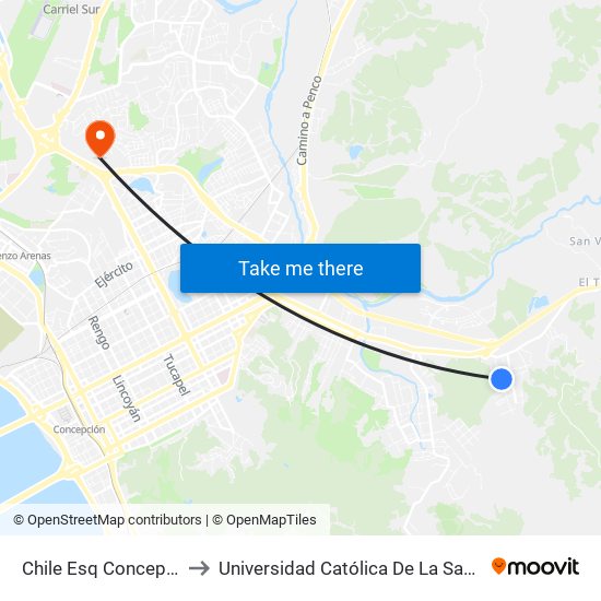 Chile Esq Concepcion  Oriente to Universidad Católica De La Santísima Concepción map