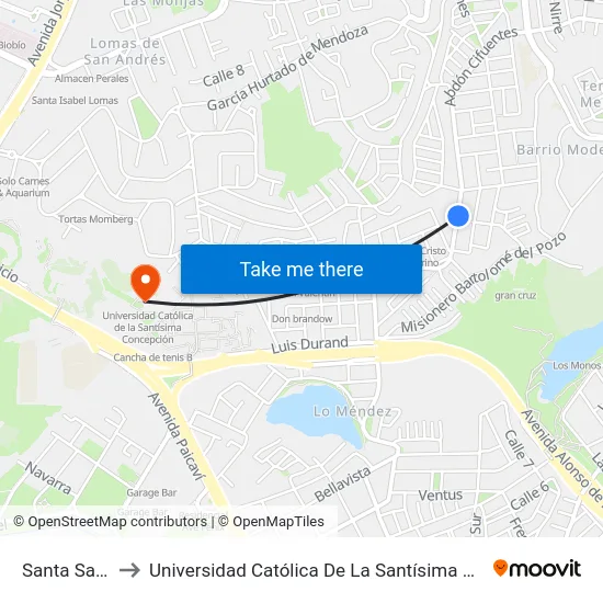 Santa Sabina to Universidad Católica De La Santísima Concepción map