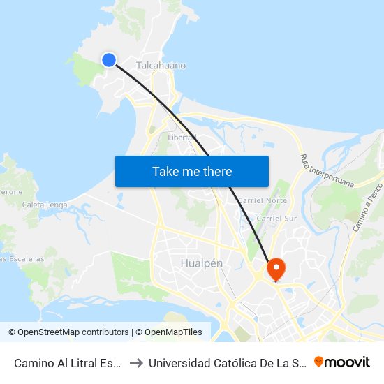 Camino Al Litral Esq Bahia Inglesa to Universidad Católica De La Santísima Concepción map