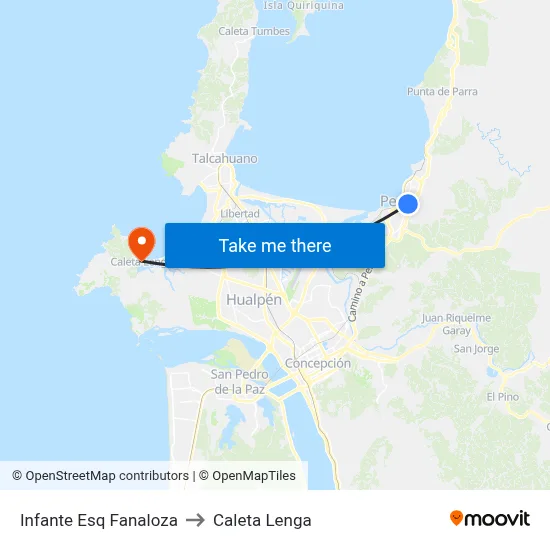 Infante Esq Fanaloza to Caleta Lenga map