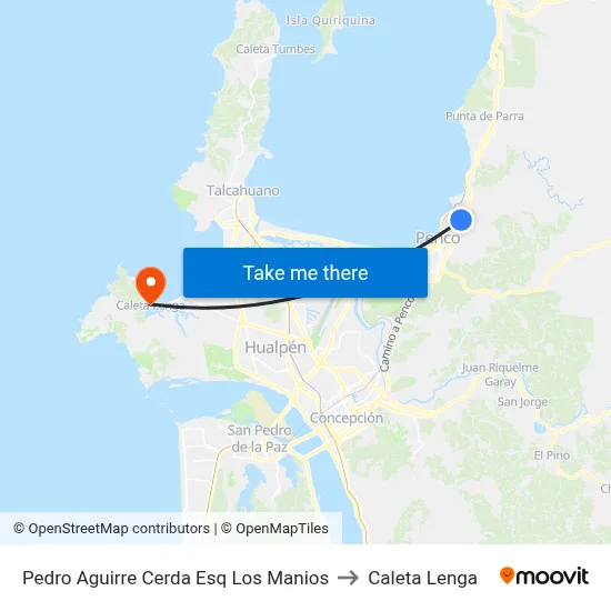 Pedro Aguirre Cerda Esq Los Manios to Caleta Lenga map