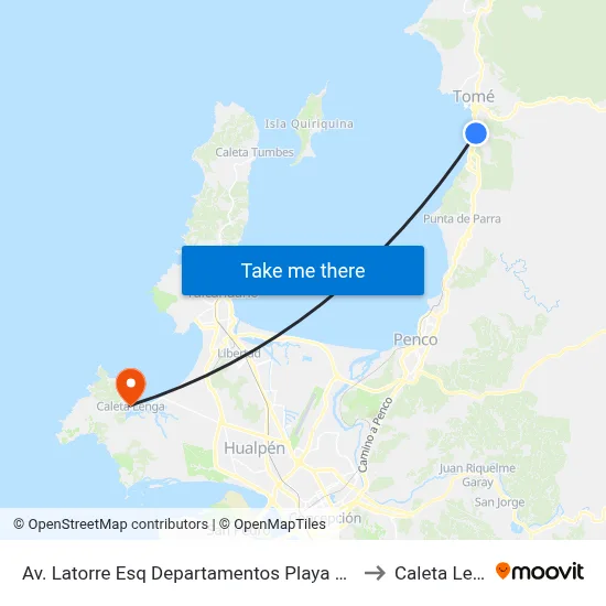 Av. Latorre Esq Departamentos Playa Bellavista to Caleta Lenga map