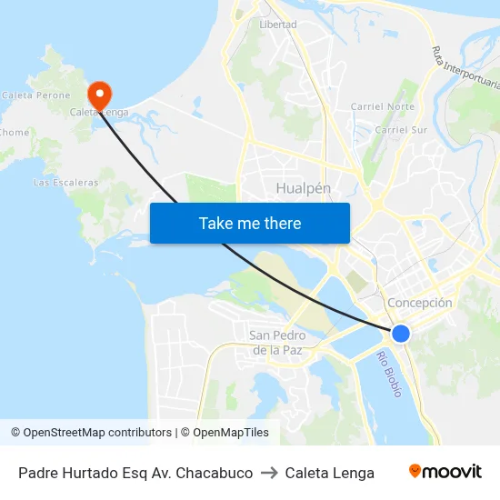 Padre Hurtado Esq Av. Chacabuco to Caleta Lenga map