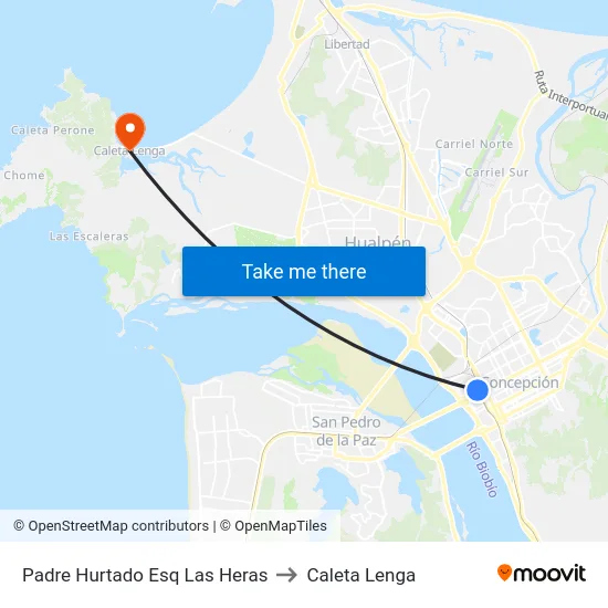Padre Hurtado Esq Las Heras to Caleta Lenga map
