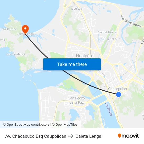 Av. Chacabuco Esq Caupolican to Caleta Lenga map