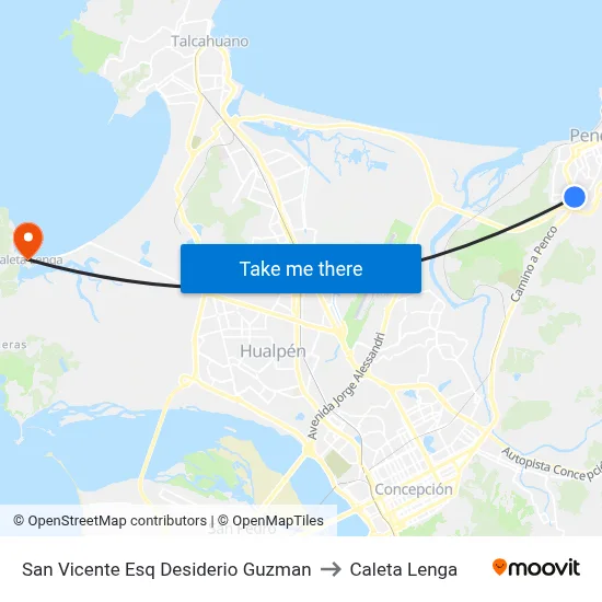 San Vicente Esq Desiderio Guzman to Caleta Lenga map