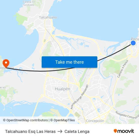 Talcahuano Esq Las Heras to Caleta Lenga map