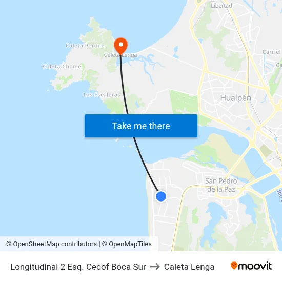 Longitudinal 2 Esq. Cecof Boca Sur to Caleta Lenga map