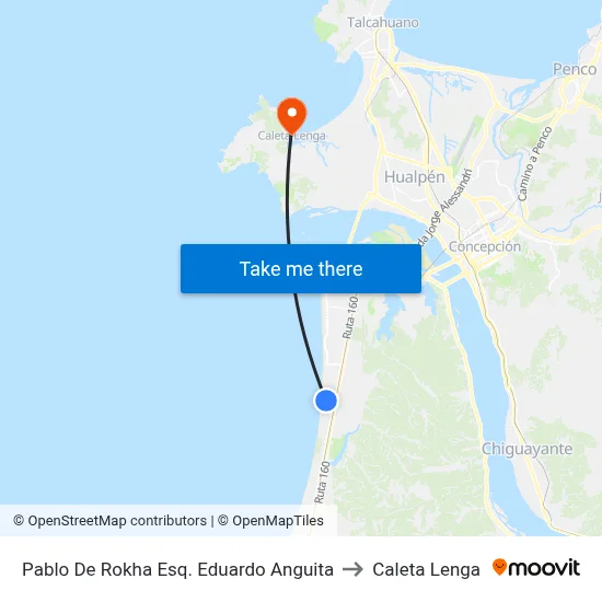 Pablo De Rokha Esq. Eduardo Anguita to Caleta Lenga map