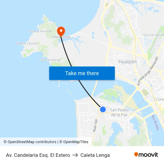 Av. Candelaria Esq. El Estero to Caleta Lenga map