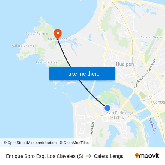 Enrique Soro Esq. Los Claveles (S) to Caleta Lenga map